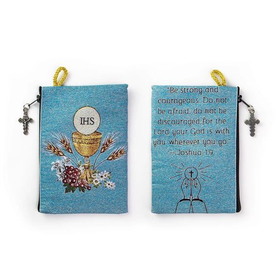 FIRST COMMUNION - JOSHUA 1:9 - TAPESTRY ROSARY POUCH
